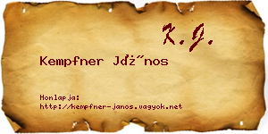 Kempfner János névjegykártya